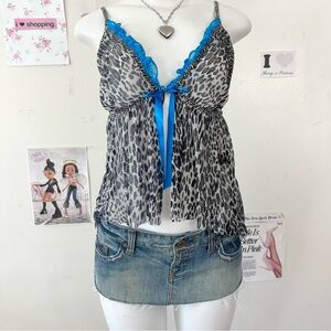 Y2K Leopard Satin babydollTop Cato Lingerie Style